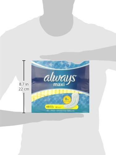 Always Maxi Unscented Pads without Wings, Regular, 48 Count