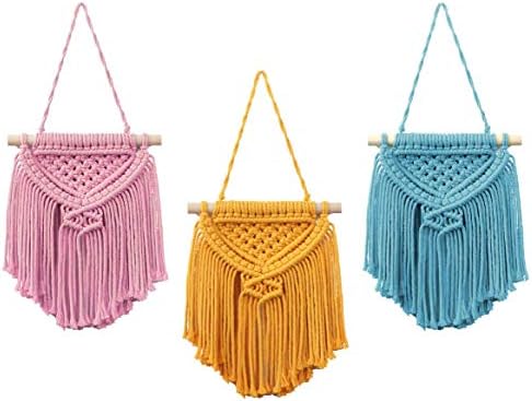 TIMEYARD Macrame Wall Hanging Small Art Woven Tapestry Boho Chic Home Decor Apartment Dorm Room Decor