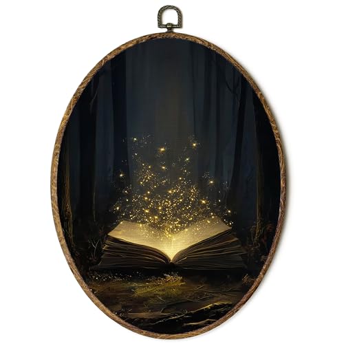 FSTCSV Dark Moody Book Oval Wall Art