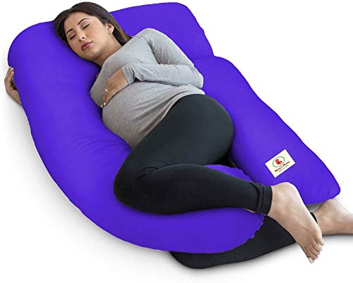 Mom's Moon Premium Multipurpose U Shaped Pregnancy Pillow with 100% Cotton Cover and Zippered Cover