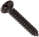 Steel Sheet Metal Screw, Black Oxide Finish,  82 degrees Oval Head, Phillips Drive, Type AB, #8-18 Thread Size, 1