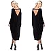 Longwu Womens Autumn Long Sleeve Cotton Overall Dress Loose Fit, Black, Medium