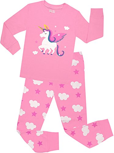 Little Girls Horse Pajamas Set Children Christmas PJs 100% Cotton Sleepwear Size 6 Years