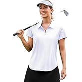 PINSPARK Womens Golf Shirt Short Sleeve UPF 50+ Tennis Polo Shirts 1/4 Zip Up Collared Quick Dry Athletic Pickleball Shirt