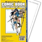 Blue Line Art Pro Traditional Comic Book Art Boards (24 Pack, 11 x 17 Inch, White, Matte Finish, Pre-printed Border, Landscape Orientation, Indoor Use, Living Room/Home Office)