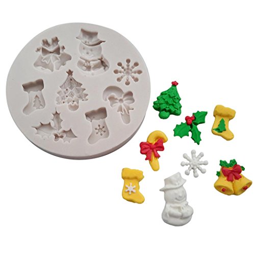 KingWo 3D Christmas Fondant Cake Chocolate Sugarcraft Mold Xmas Silicone Baking Mold (D)