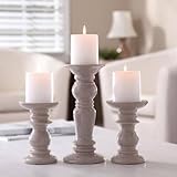 Better Homes and Gardens Ceramic Pillar Gray Candle Holders, Set of 3