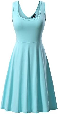 FENSACE Women's Sleeveless A line Waistline Midi Dress Casual Flared Tank Dress
