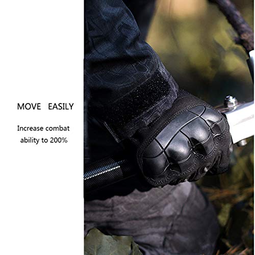 Qeedy Airsoft Paintball Gloves Men Tactical Gloves for Hiking Cycling Motorcycle Hunting Shooting Climbing Outdoor Camping Sports (Black, M)