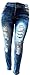 SLS WOMENS PLUS SIZE Stretch Distressed Ripped BLUE SKINNY DENIM JEANS PANTS