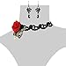 Charm.L Grace Flower Lace Gothic Lolita Pendant Choker Necklace Earrings Set Wedding Halloween Accessories