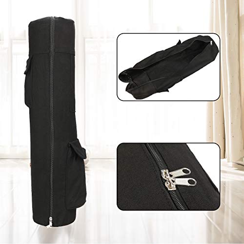KOLAKO-Canvas-Yoga-Mat-Bag-with-Multifunction-Storage-Pockets-Yoga-Mat-Carry-Bag-for-Women-and-Men-Adjustable-Shoulder-Strap-Full-Zip-Design-Fits-Most-Mats