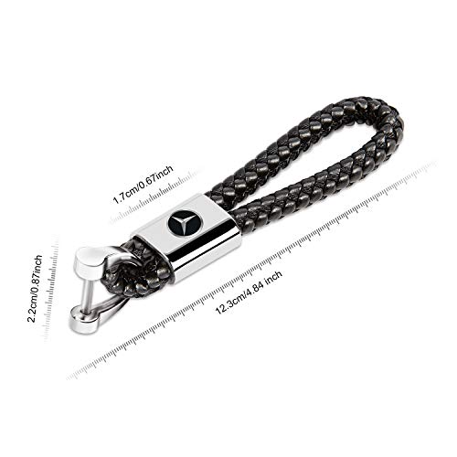 ROYAGO 2Pack Car Keychains Leather KeyRings Grip Strap for Mercedes Benz BMW Audi Ford Toyota VW Honda (Black, for Benz)
