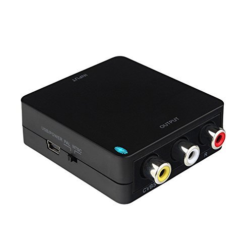 Top Quality Mini HDMI to AV Converter Box 1080p HDMI to AV/CVBS/RCA Composite L/R Adapter PAL/NTSC Format Output Compatible (Blk)