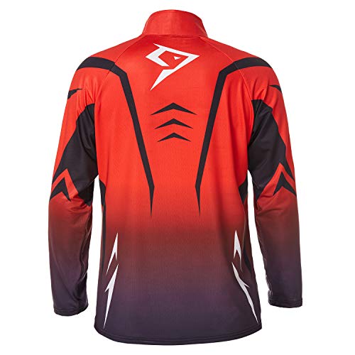 Piscifun Fishing Shirt for Men, Long Sleeve Fishing Apparel Red & Blue