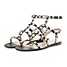 MERUMOTE Women's Rivets Studs Strap Flats Summer Daily Buckle Flat Sandals