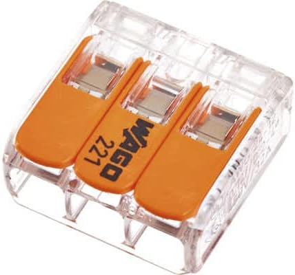 WAGO 413 3-Core Connection Terminal Lever 0.2-4mm² Transparent Pack of 20