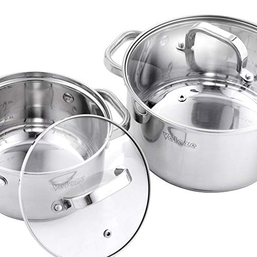 Velaze Cookware Sets, 8 Piece Stainless Steel Pots and Pans Sets