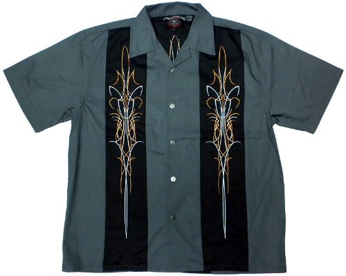 Iron Shield Pinstripes Biker Work Shirt, Dragonfly