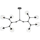 Elegant Lighting Cavoli 61" 9-Light Metal & Glass Chandelier in Black/Clear