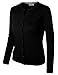 BIADANI Women Round Neck Button Down Soft Classic Knit Cardigan Sweater Black Large