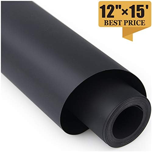 Heat Transfer Vinyl HTV for T-Shirts 12 Inches by 15 Feet Rolls(Black)
