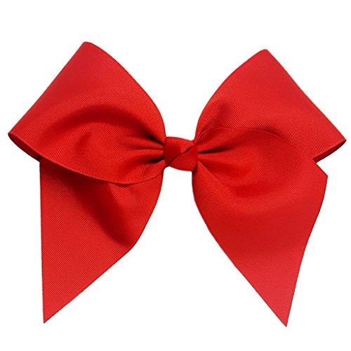 Victory Bows Large 7" Red Hair Bow made with 3" Grosgrain Ribbon- The Anna-Made in USA French Clip