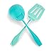 BakBak Design 2-Piece Kitchen Utensils Set Soup Ladle and Slotted Turner (Cats Face) Unique Home Cookware with Wide-Grip Handles – Heat Resistant, Non-Stick Nylon, Dishwasher Safe – Aqua Blue
