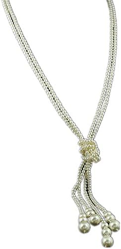 Nightycatty 1920s Pearl Necklace Flapper Beads Great Gatsby Accessories Ivory