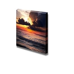 Canvas Prints Wall Art - Sunset at Sea | Modern Wall Decor/Home Decoration Stretched Gallery Canvas Wrap Giclee Print. Ready to Hang - 12" x 12"
