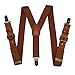 Yienws Y-Sharp Pants Suspenders Boys, Brown 3 Clasp Strap, Brown, Size One Size