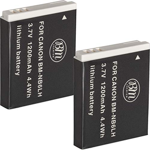BM Premium Pack Of 2 NB6L, NB-6L, NB-6LH Batteries For Canon PowerShot S120, SX170 IS, SX260 HS, SX280 HS, SX500 IS, SX510 HS, SX520 HS, SX530 HS, SX540 HS, SX600 HS, SX610 HS, SX700 HS, SX710 HS, ELPH 500 HS, D10, D20, D30 Digital Camera