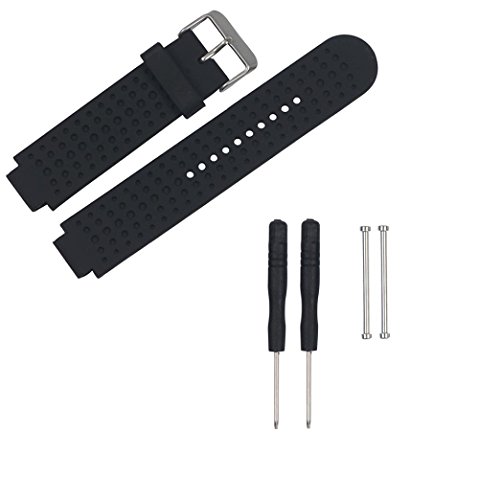 Wristband Accessory,Vanvler Soft Silicone Sport Strap Replacement Watch Band + Lugs Adapters For Garmin Forerunner 620/630/735 Watch (Black)