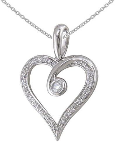 10K White Heart Diamond Pendant with 18" Chain(33)