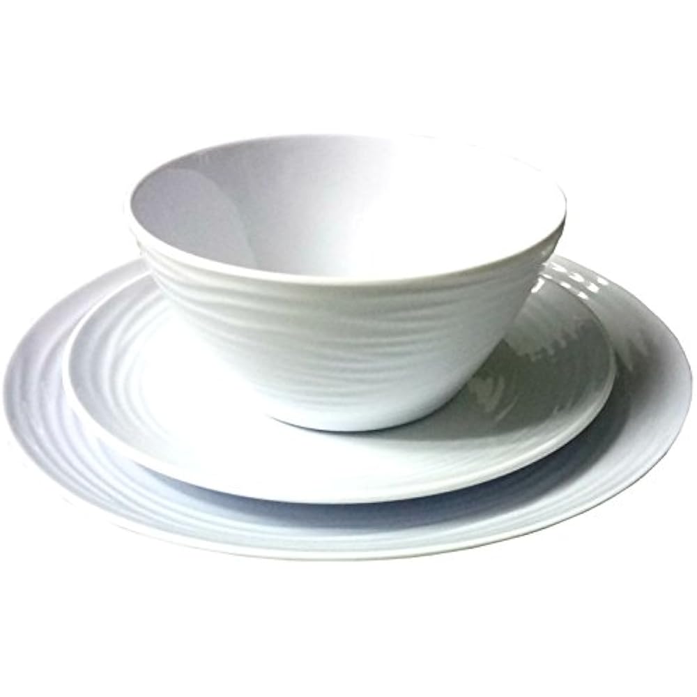 Dinnerware Sets White Melamine Home Set, 12Piece Service For 4