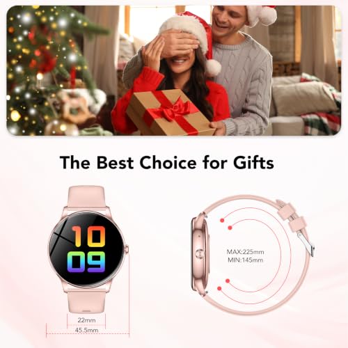 Elegant Women's Smartwatch with Phone Function, 1.39 Inch Full Touch Screen Fitness Tracker, 120+ Sports Modes, IP68 Waterproof Smart Watch with Heart Rate, SpO2, Sleep Monitor for iOS Android, Pink