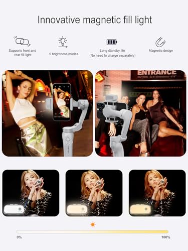 KOSCHEAL Cell Phone Stabilizer, Portable and Foldable 3-Axis Gimbal Stabilizer, Ideal for Vlogging, Youtube, TikTok and Vlog Live for Android and iOS
