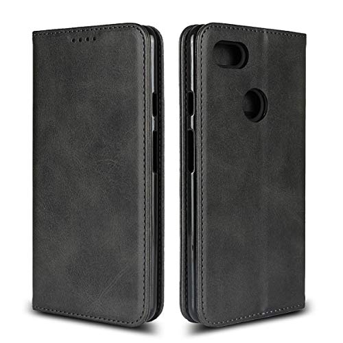 Google Pixel 3 XL Case, iCoverCase Premium Imitation Leather Case,Calf Pattern [Strong Magnetic Holster] Shockproof Protective with Folio Flip Wallet Leather Case(Dark Gray)