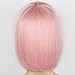 Colorful Bird Pink Bob Short Straight Wig with Flat Bangs Synthetic Pastel Bob Wigs for Women Cosplay Daily Party Wig Heat Resistant Pink,12 inches