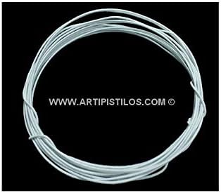 Millinery Wire Recovered With Cotton Thread 1,40 Mm. - 5 Mts. X 1,40 Mm, White - Covered Wire