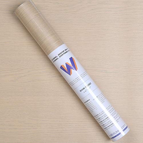 wallstickery Beige Oak Wood Grain Paper Prepasted Vinyl Film Self Adhesive Removable Peel Stick Contact on Furniture Home Kitchen Shelf Drawer Liner Countertops (Beige Oak)
