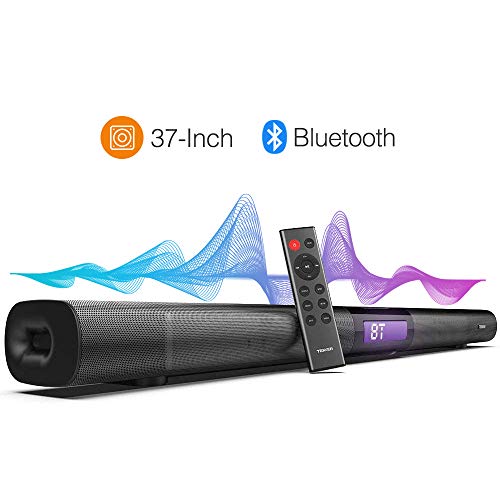 TENKER Soundbar for TV, 37-inch 4 Speakers Wired and Wireless Bluetooth 2-Channel Optical Soundbar, Home Theater Speakers for TV (Surround Sound, Remote Control, Wall Mountable)