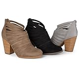 Brinley Co. Womens Chunky Heel Strappy Faux Suede Ankle Booties