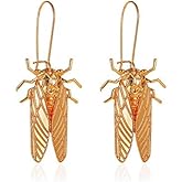 ONLYJUMP Gold Cicada Hoop Earrings for Women Vintage Statement Flying Wings Wire Insect Pendant Earrings Personalized Animal Earrings Jewelry Gifts