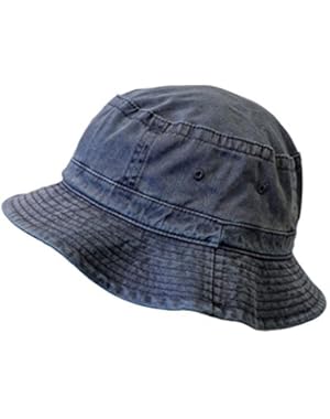 Packable Denim Bucket Hat, Unisex Washed Cotton Summer Travel Hat