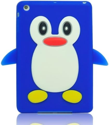 New Case for Apple Ipad Mini Cute Animal Penguin Soft Silicone Rubber Skin Protective Cover-Dark Blue(Random Gift 2 PCS Cartoon Sticker)