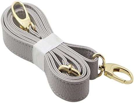Shoulder Bag Straps, Universal Replacement Adjustable Leather Shoulder Strap with Metal Swivel Hooks,Single Shoulder Strap Imitation Leather Litchi Pattern Handbag Handle Crossbody Bag (Light Grey)