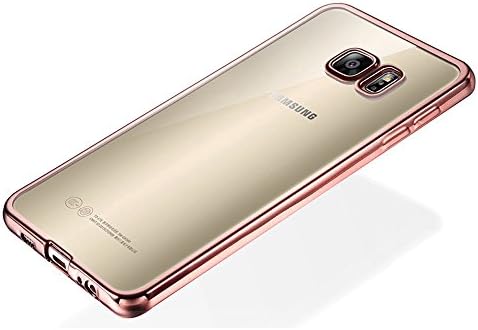 Galaxy S7 Edge Case, Naoho® New Fashion Plating Frame Soft TPU Clear Case for Samsung Galaxy S7 Edge Silicon Gel Back Cover Anti-scratch Full Cover Shockproof (Rose Gold color)