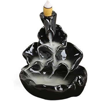 PIXNOR Handmade Incense Tower Burner | Backflow Incense Holder -All Together Now Style, Ideal for Yoga Room or Home Décor (Black)