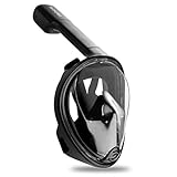Vaincre 180° Full Face Snorkel Mask with Panoramic View Anti-Fog,Anti-Leak Snorkeling Design with Adjustable Head Straps-See Larger Viewing Area Than Traditional Masks for Adults Youth (Black L/XL)